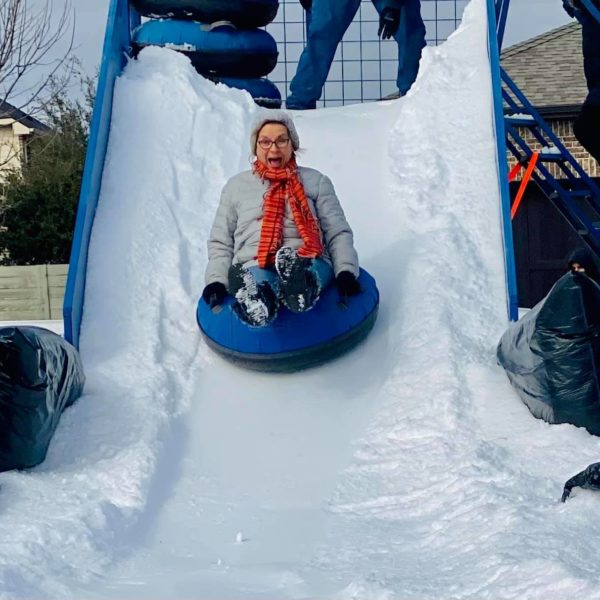 We made our own sledding hill!